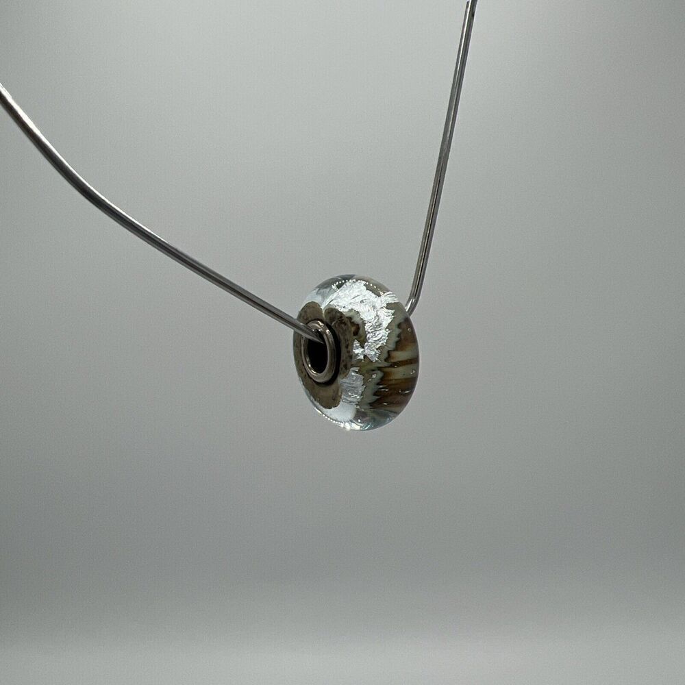 Trollbeads Translucent Silver And Tan Bead